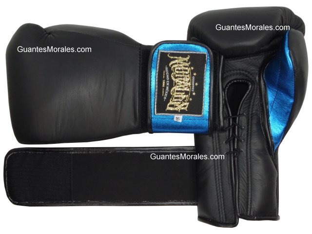 Guantes Boxeo Profesionales Morales, Piel, Kick Boxing, Muay Thai, MMA,  Negro, 16 oz.